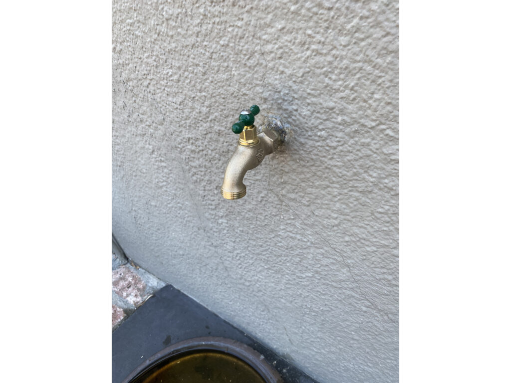Replacement hose bib installed on house